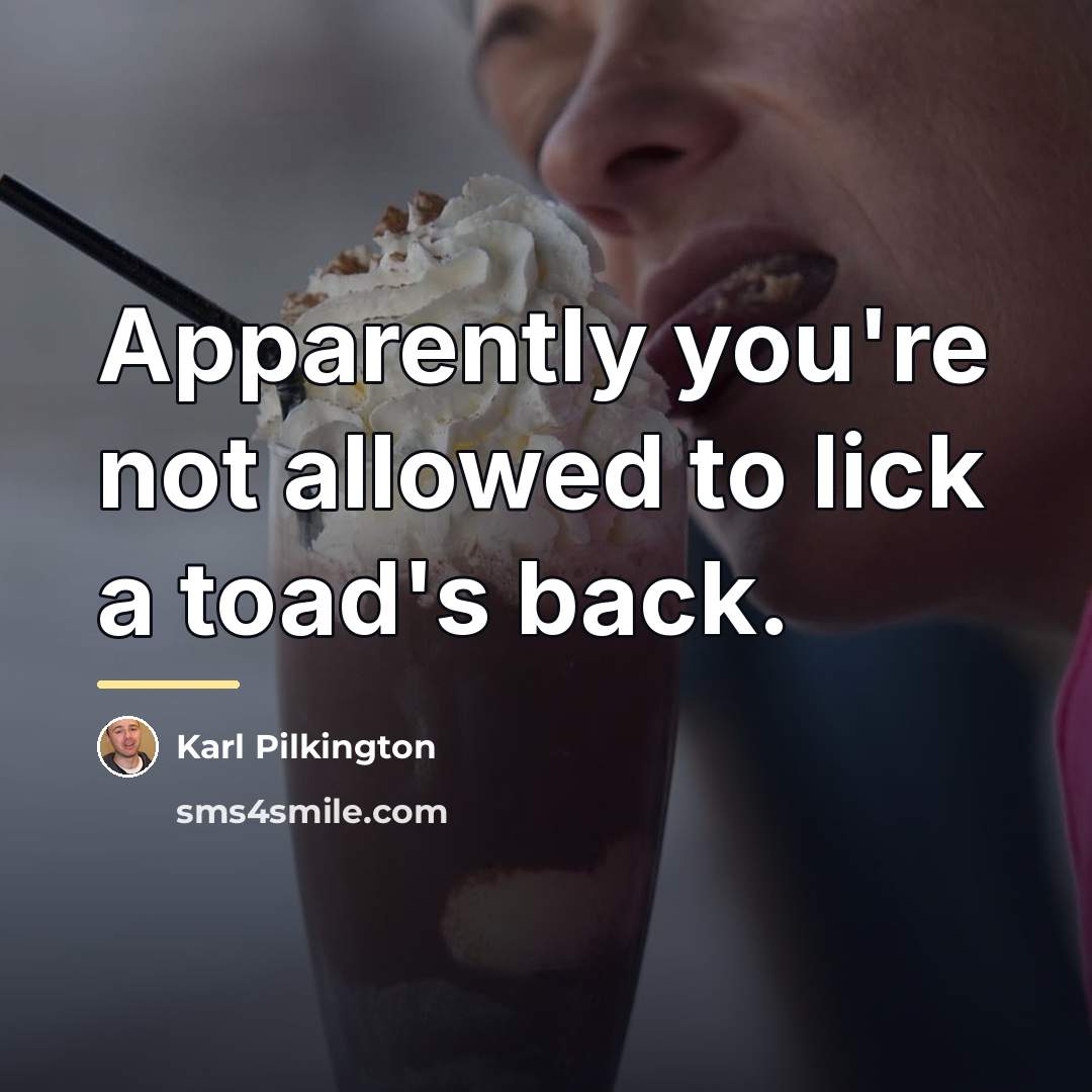 “Apparently you're not allowed to lick a toad's back.…” quote by Karl Pilkington