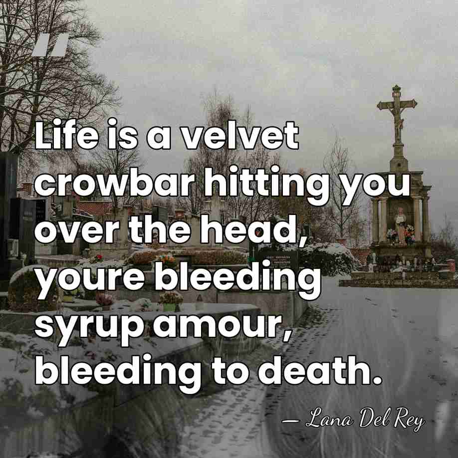 Life is a velvet crowbar hitting you over the head, youre bleeding&hellip; - Lana Del Rey