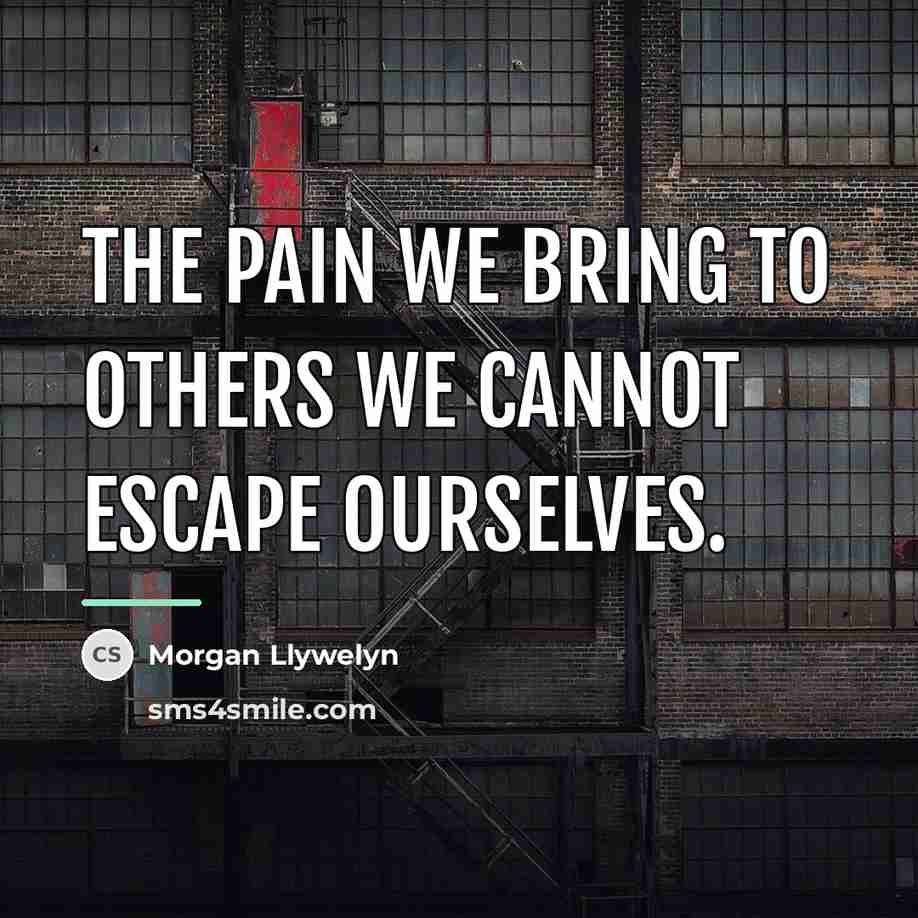 “The pain we bring to others we cannot escape ourselves.…” quote by Morgan Llywelyn
