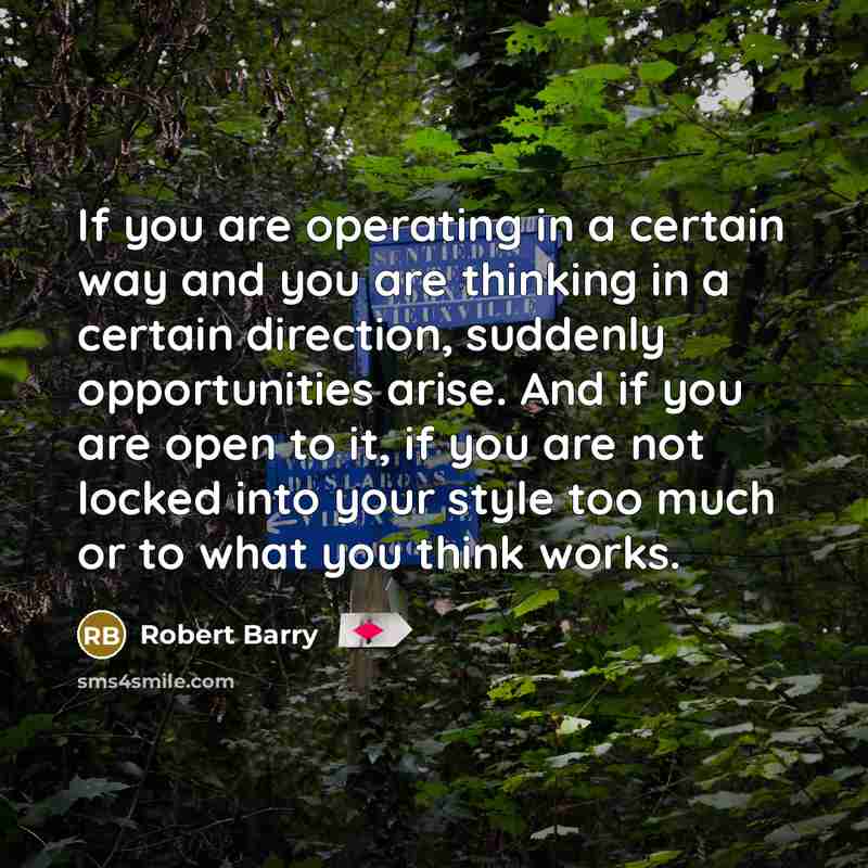 “If you are operating in a certain way and you…” quote by Robert Barry
