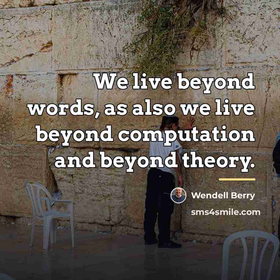 “We live beyond words, as also we live beyond computation…” quote by Wendell Berry