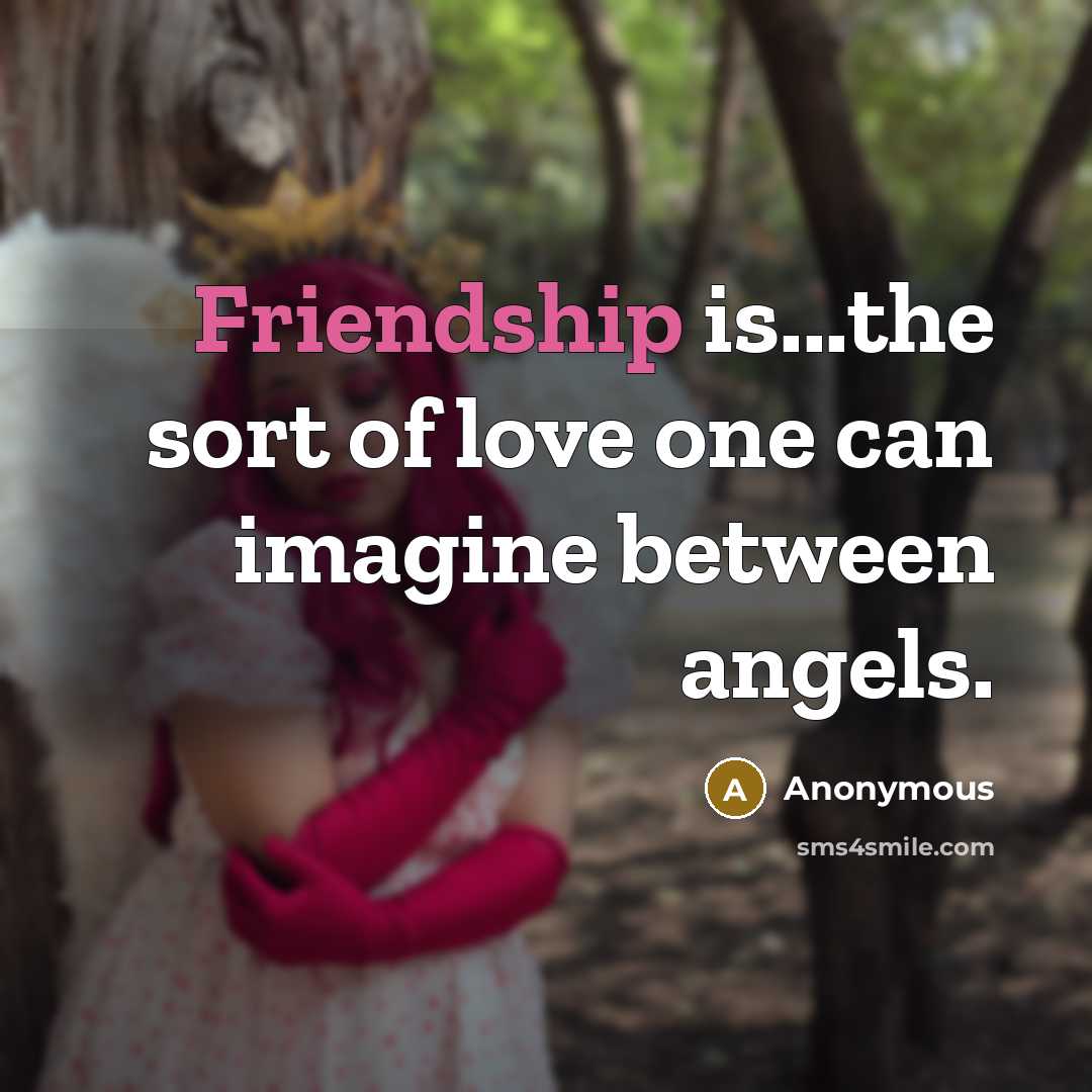 “Friendship is...the sort of love one can imagine between angels.…” quote by Anonymous