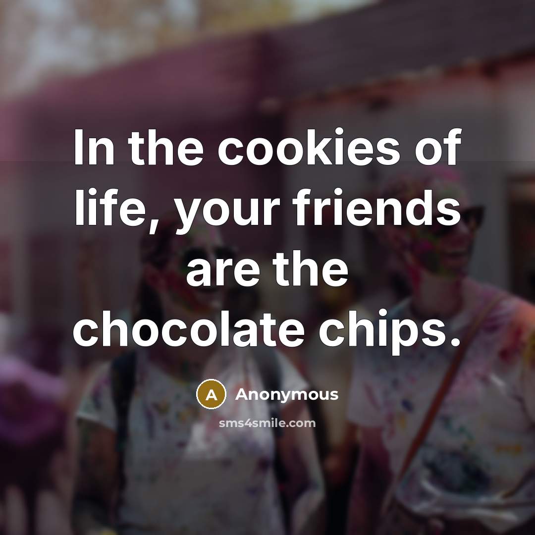 “In the cookies of life, your friends are the chocolate…” quote by Anonymous