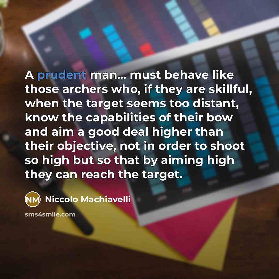 “A prudent man... must behave like those archers who, if…” quote by Niccolo Machiavelli