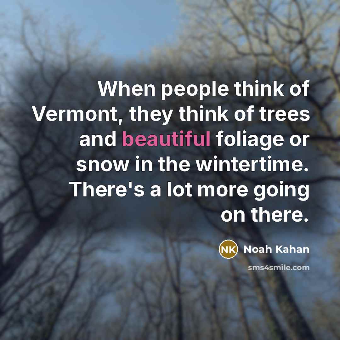“When people think of Vermont, they think of trees and…” quote by Noah Kahan