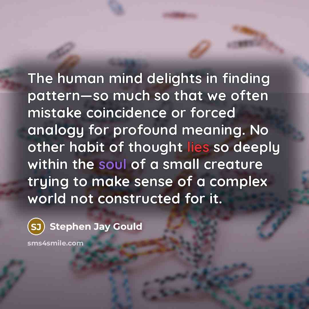 “The human mind delights in finding pattern—so much so that…” quote by Stephen Jay Gould