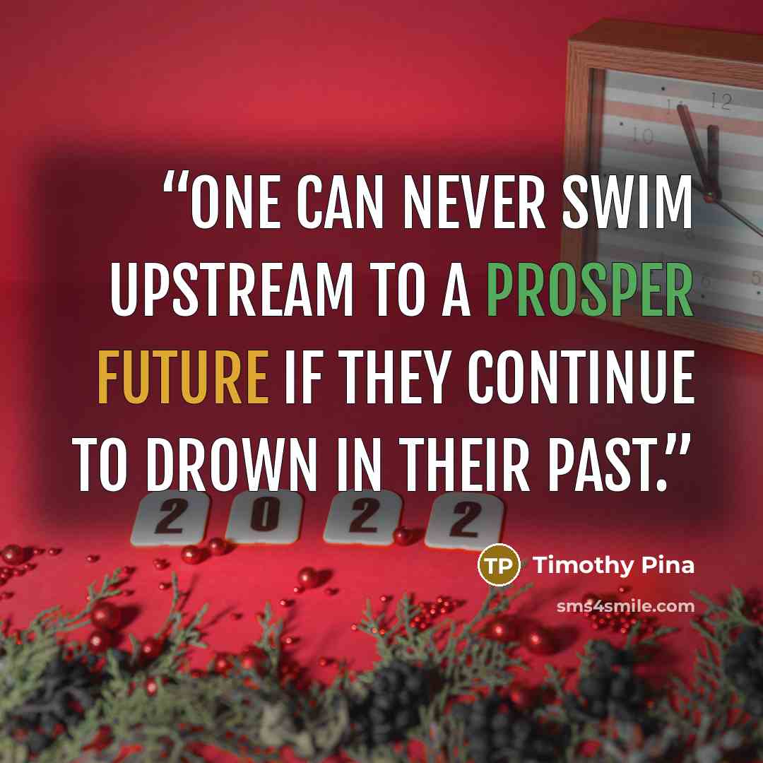 “One can never swim upstream to a prosper future if they continue to drown in their past.” quote by Timothy Pina