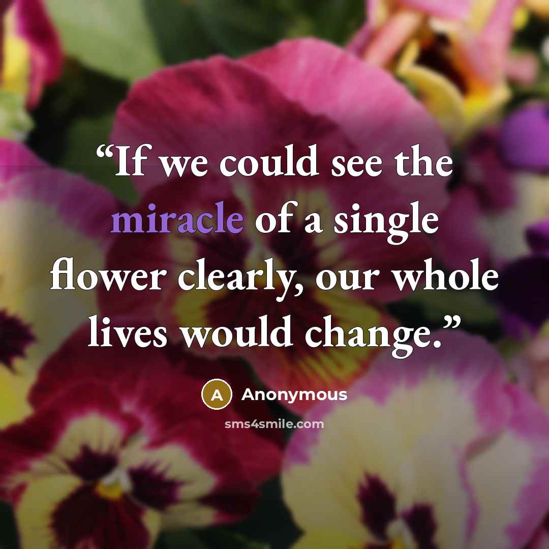 “If we could see the miracle of a single flower clearly, our whole lives would change.” quote by Anonymous