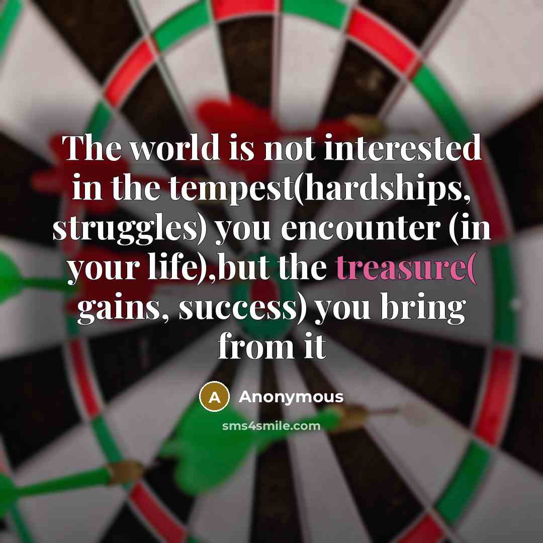 “The world is not interested in the tempest(hardships, struggles) you…” quote by Anonymous