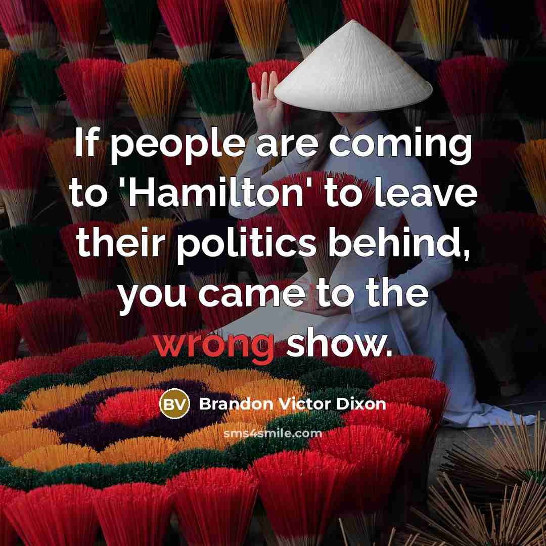 “If people are coming to 'Hamilton' to leave their politics…” quote by Brandon Victor Dixon