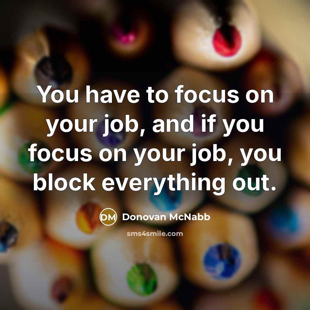 “You have to focus on your job, and if you focus on your job, you block everything out.” quote by Donovan McNabb