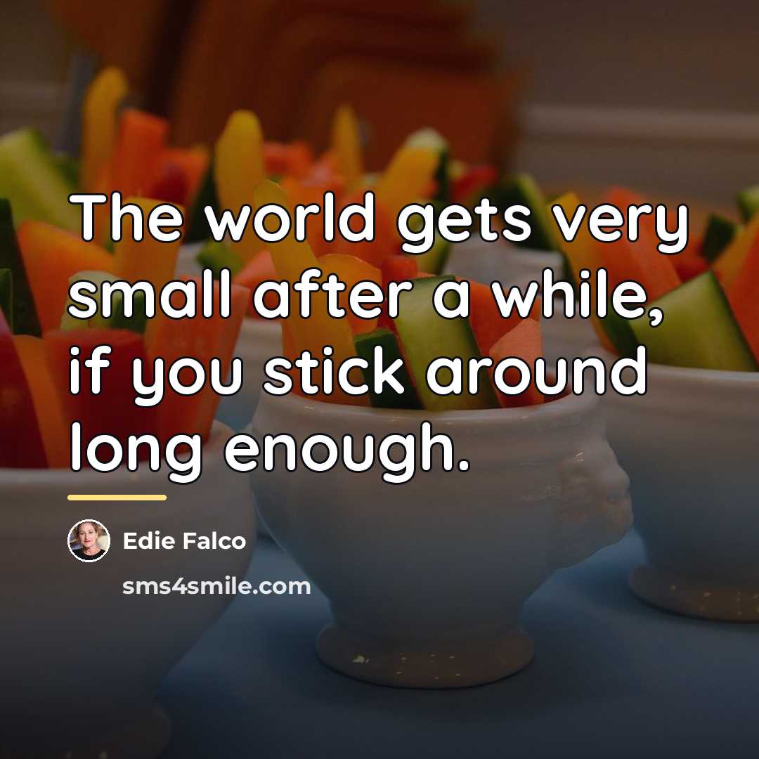 “The world gets very small after a while, if you…” quote by Edie Falco
