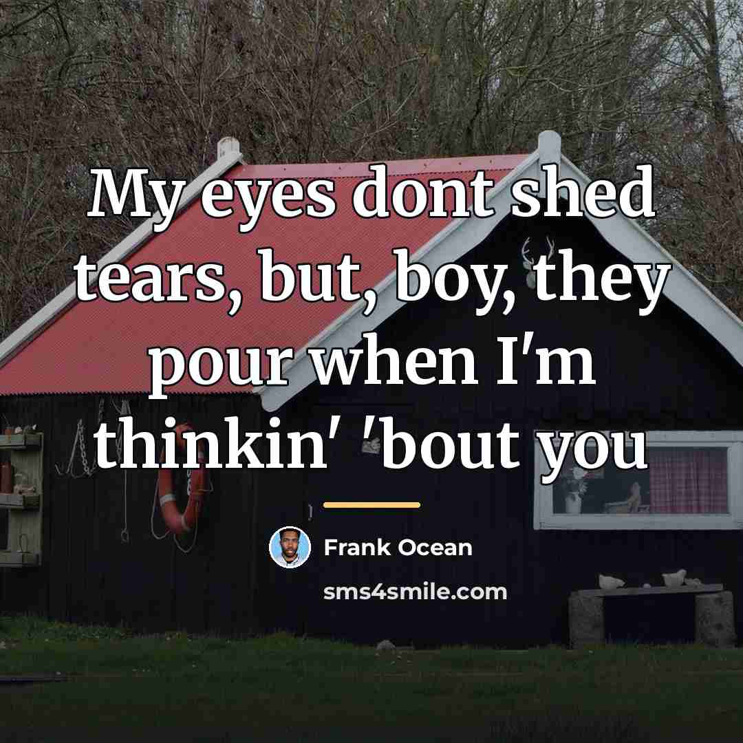 “My eyes dont shed tears, but, boy, they pour when…” quote by Frank Ocean