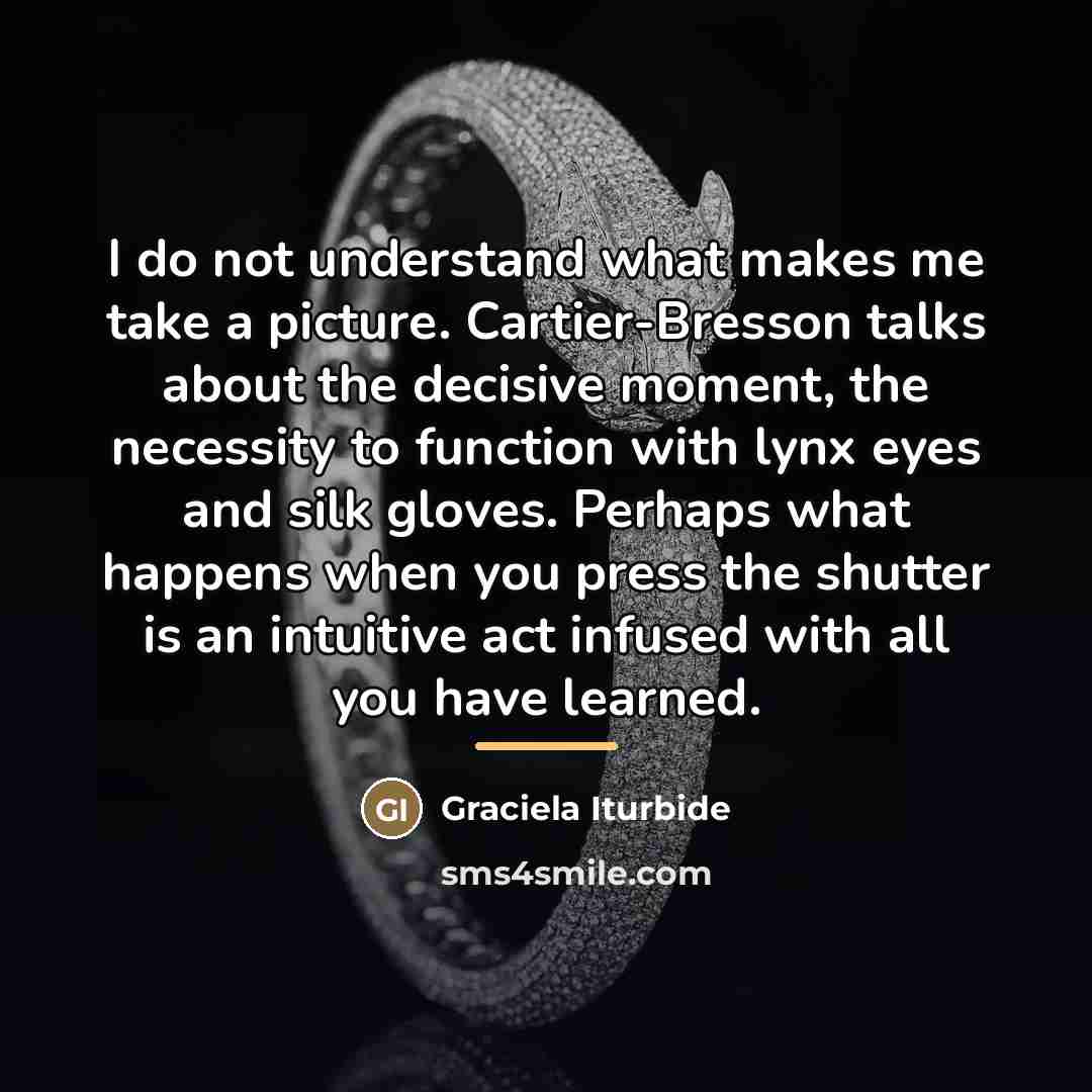 “I do not understand what makes me take a picture.…” quote by Graciela Iturbide