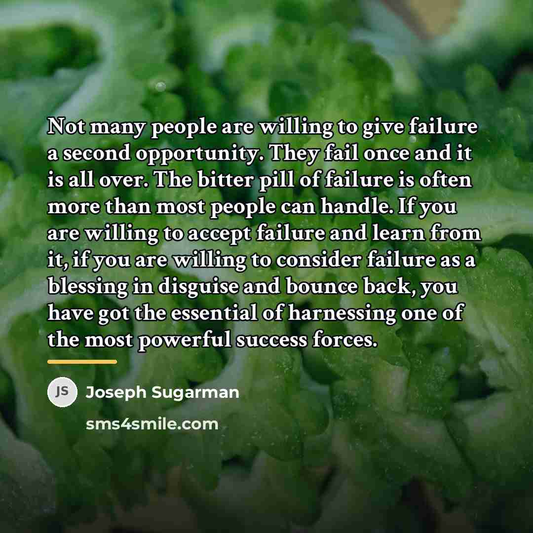 “Not many people are willing to give failure a second…” quote by Joseph Sugarman