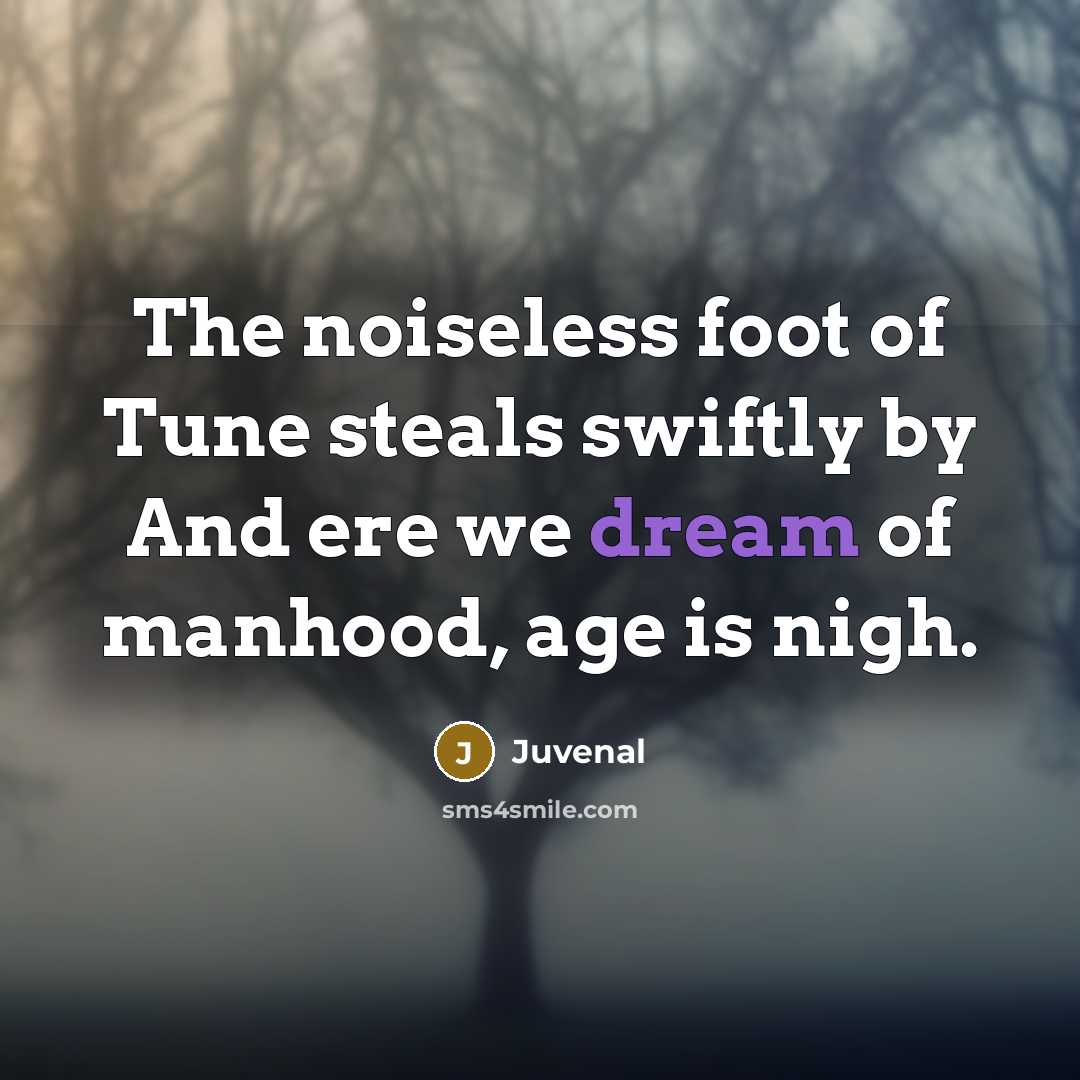 “The noiseless foot of Tune steals swiftly by And ere…” quote by Juvenal