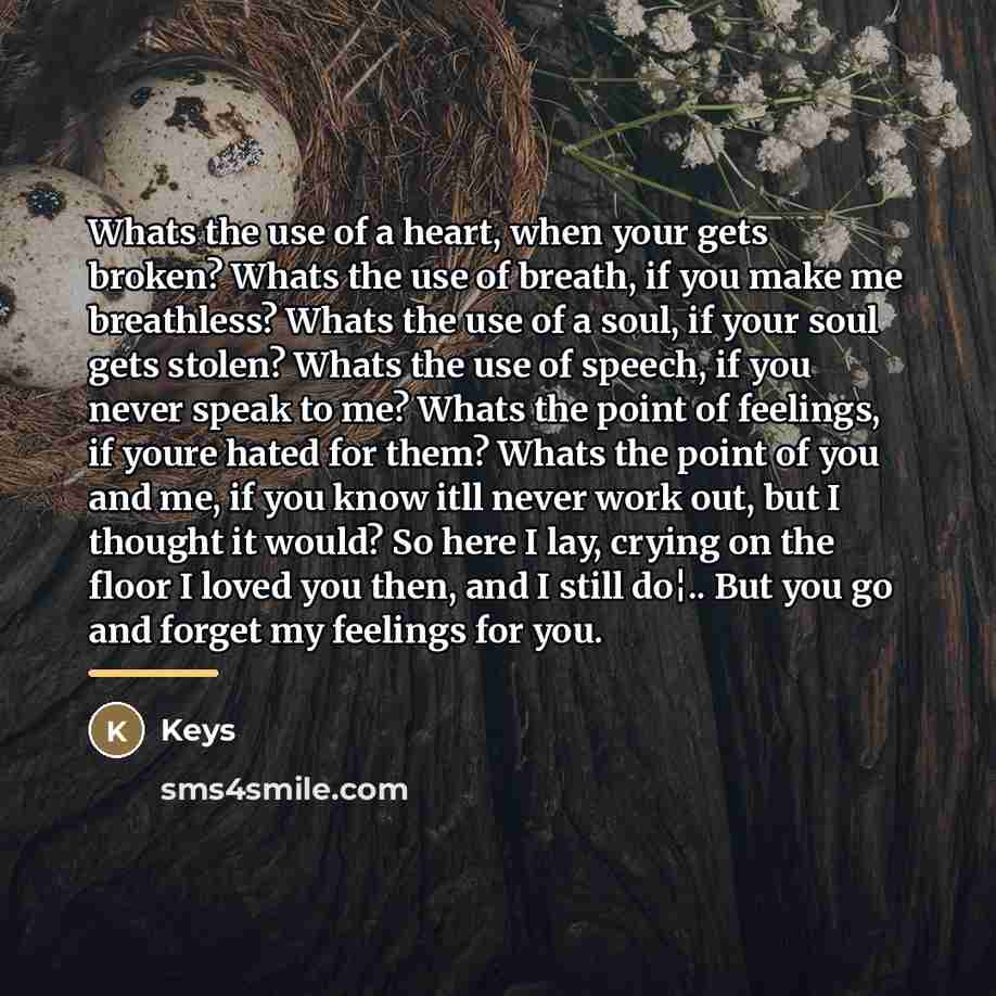 “Whats the use of a heart, when your gets broken?…” quote by Keys