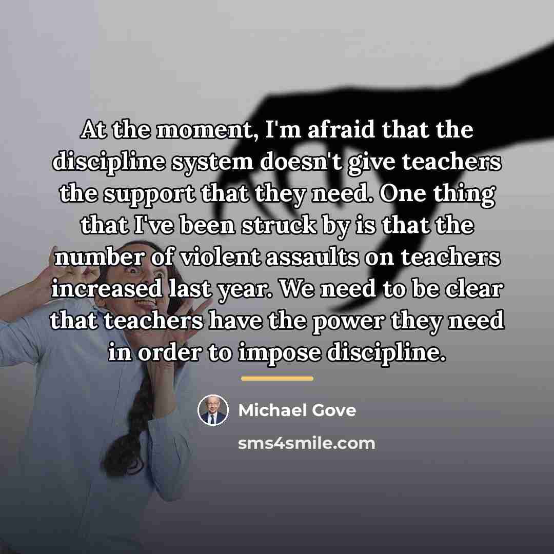 “At the moment, I'm afraid that the discipline system doesn't…” quote by Michael Gove