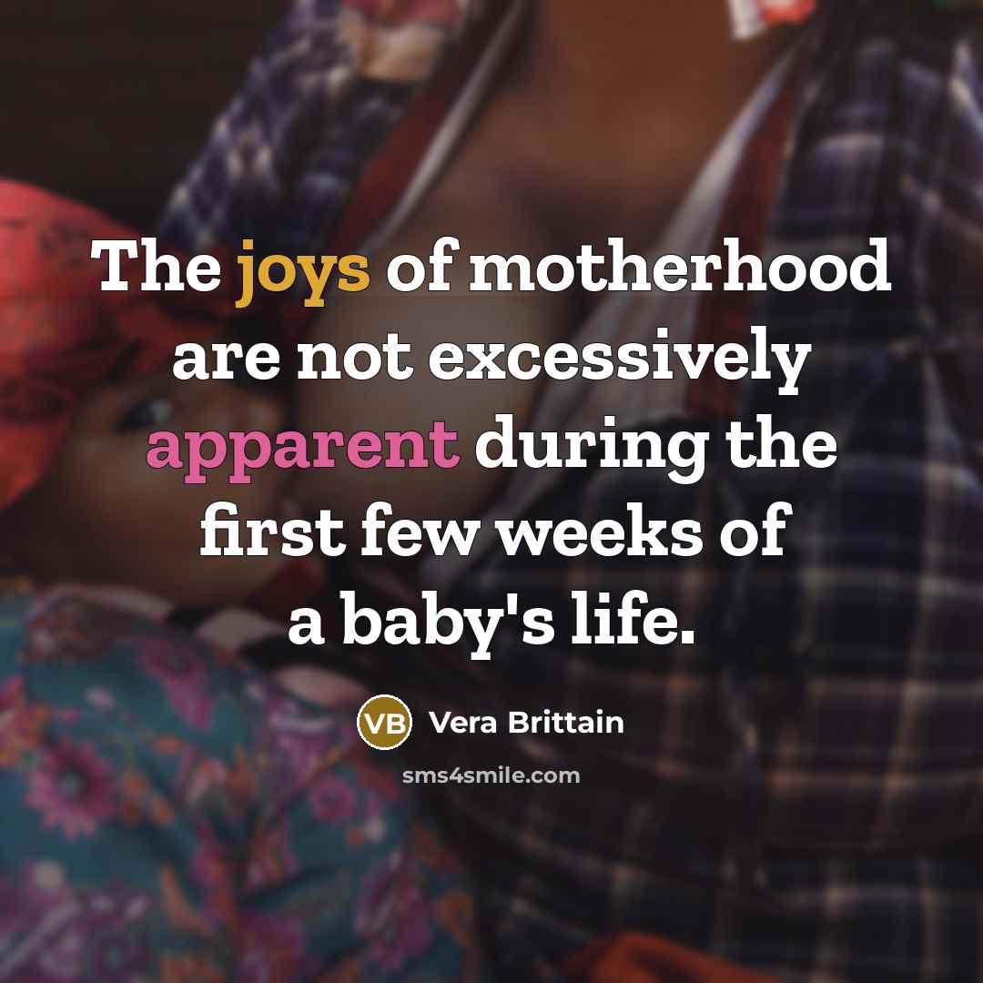 “The joys of motherhood are not excessively apparent during the…” quote by Vera Brittain