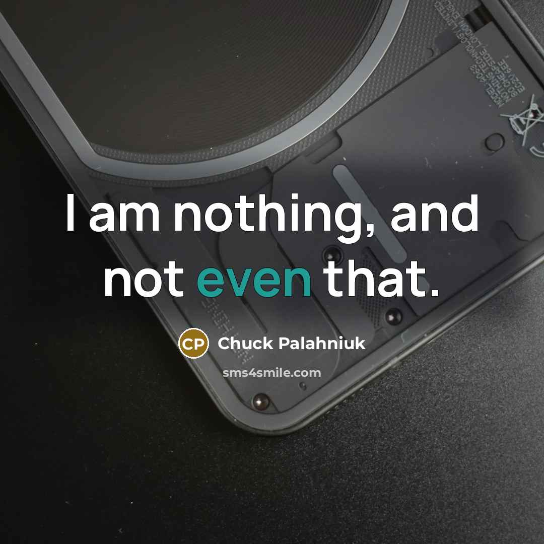 “I am nothing, and not even that.…” quote by Chuck Palahniuk