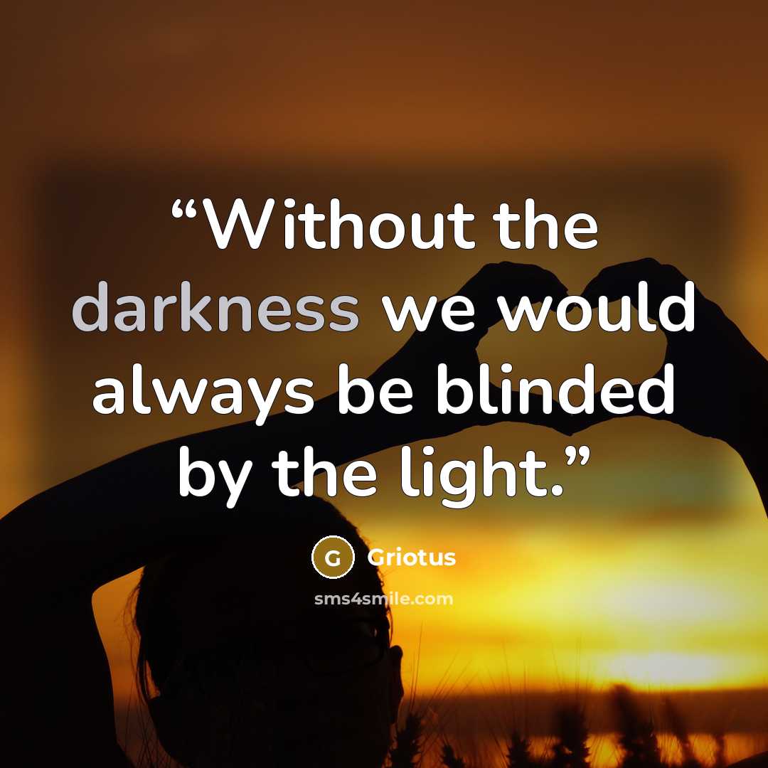 “Without the darkness we would always be blinded by the light.” quote by Griotus