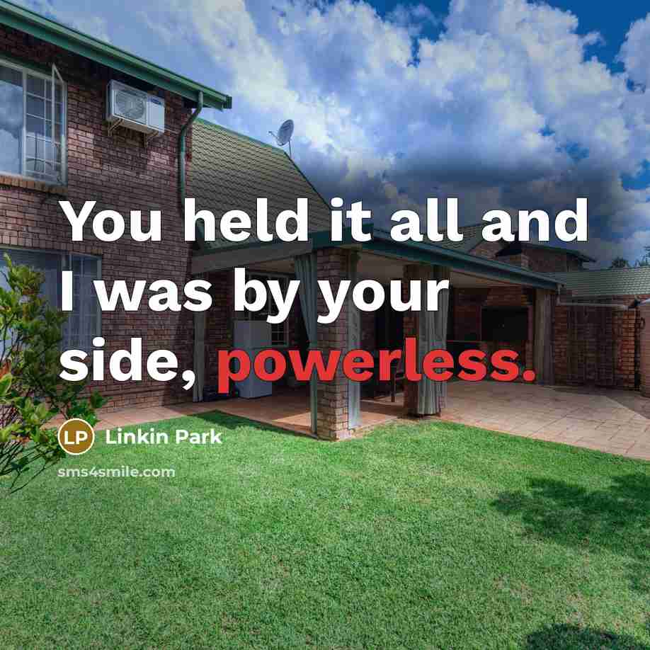 “You held it all and I was by your side, powerless.” quote by Linkin Park