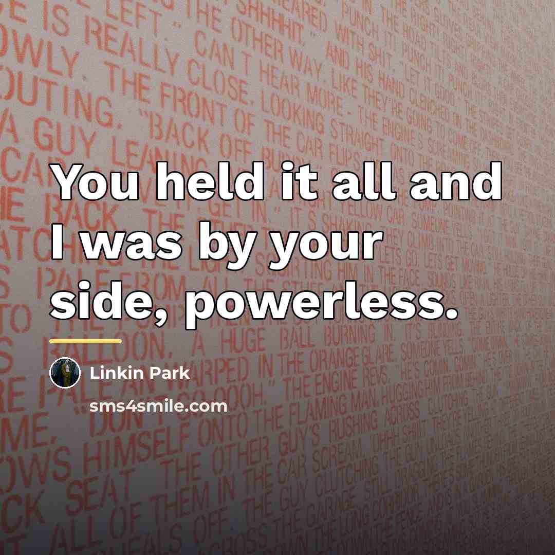 “You held it all and I was by your side,…” quote by Linkin Park