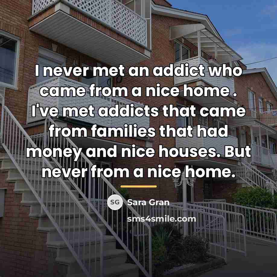 “I never met an addict who came from a nice…” quote by Sara Gran