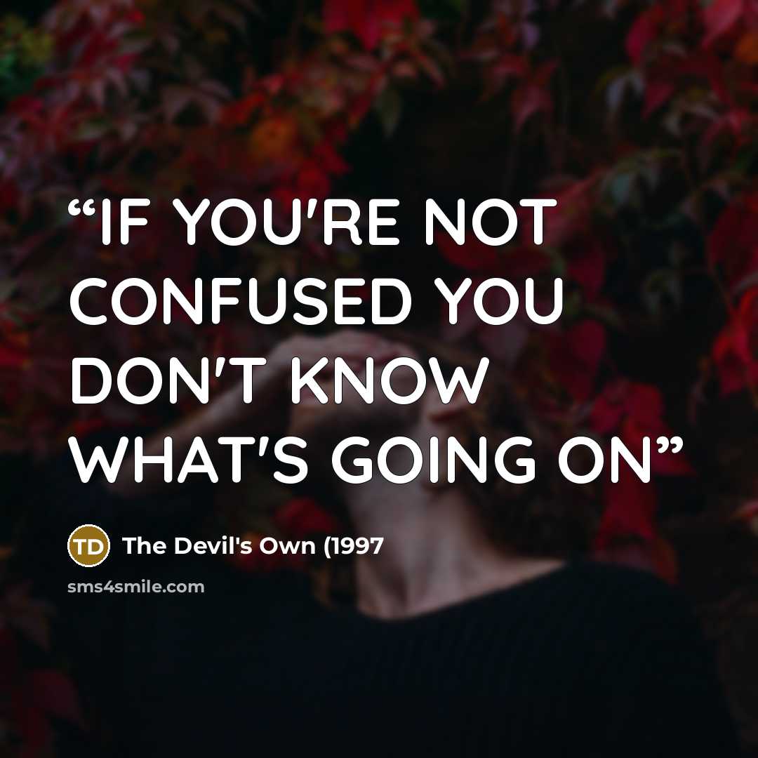 “IF YOU'RE NOT CONFUSED YOU DON'T KNOW WHAT'S GOING ON” quote by The Devil's Own (1997