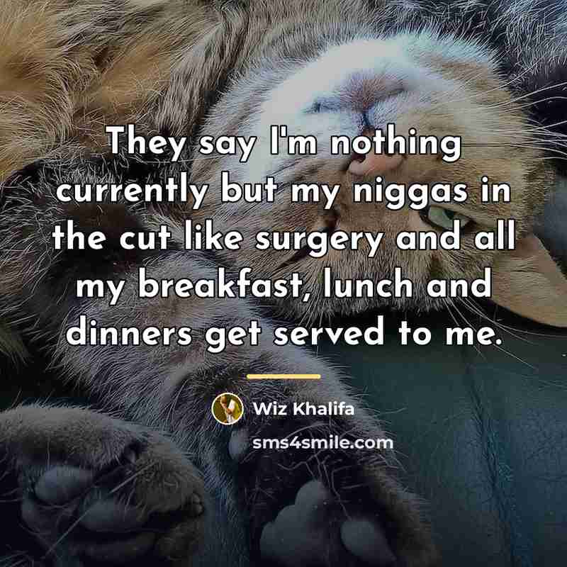 “They say I'm nothing currently but my niggas in the…” quote by Wiz Khalifa