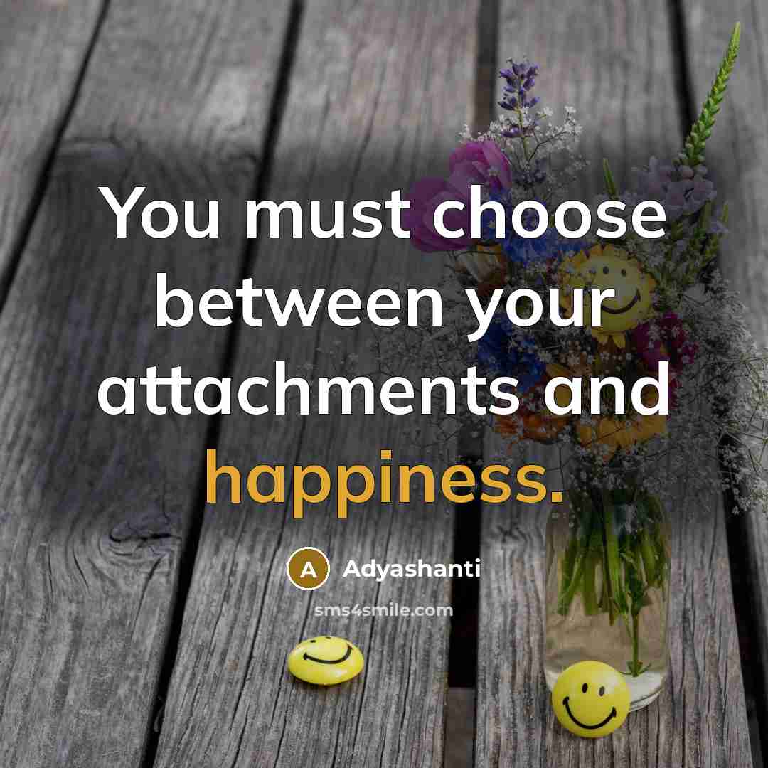 “You must choose between your attachments and happiness.…” quote by Adyashanti