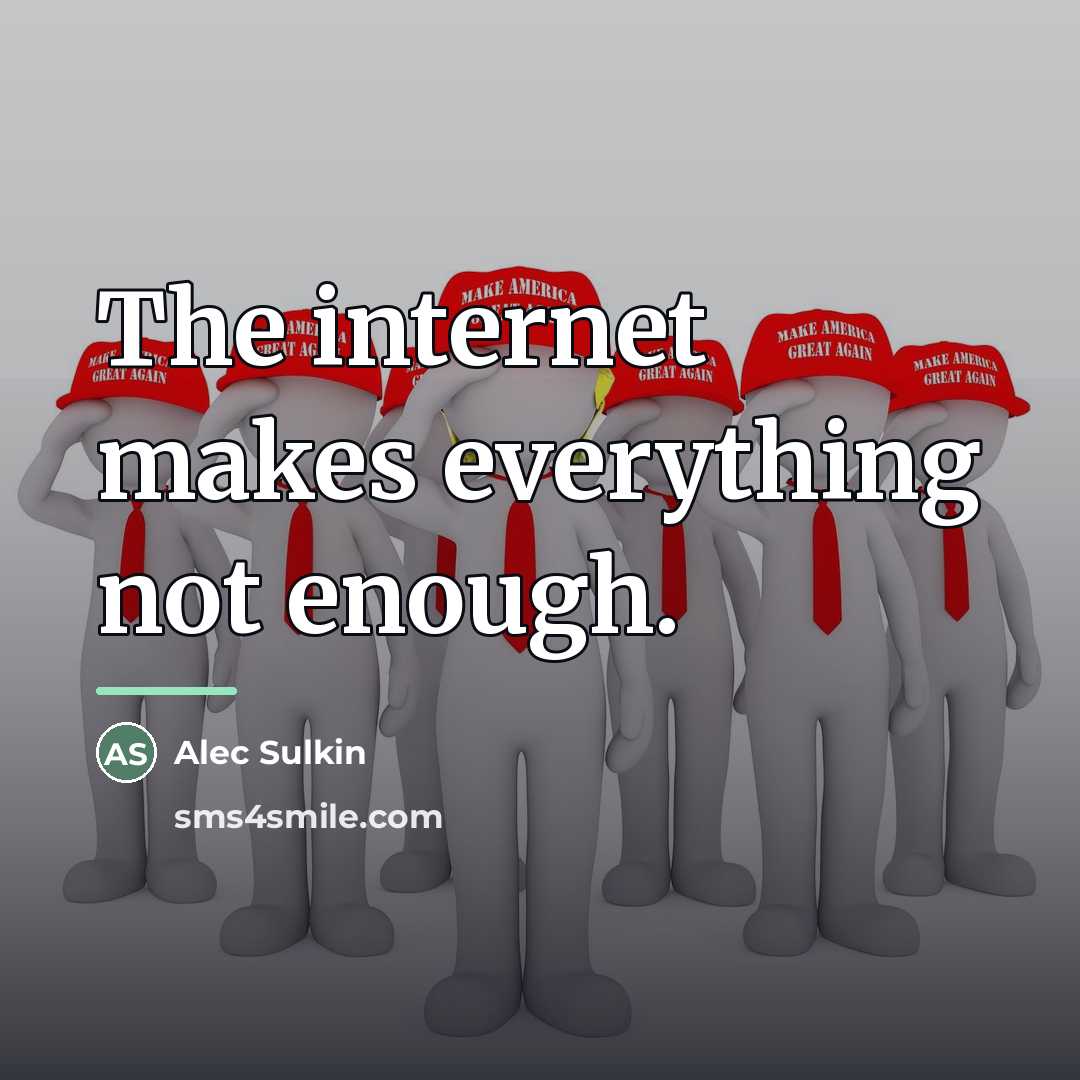 “The internet makes everything not enough.…” quote by Alec Sulkin