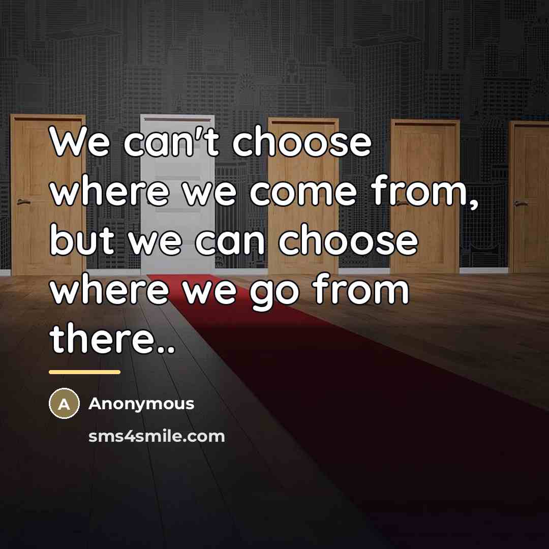 “We can't choose where we come from, but we can…” quote by Anonymous