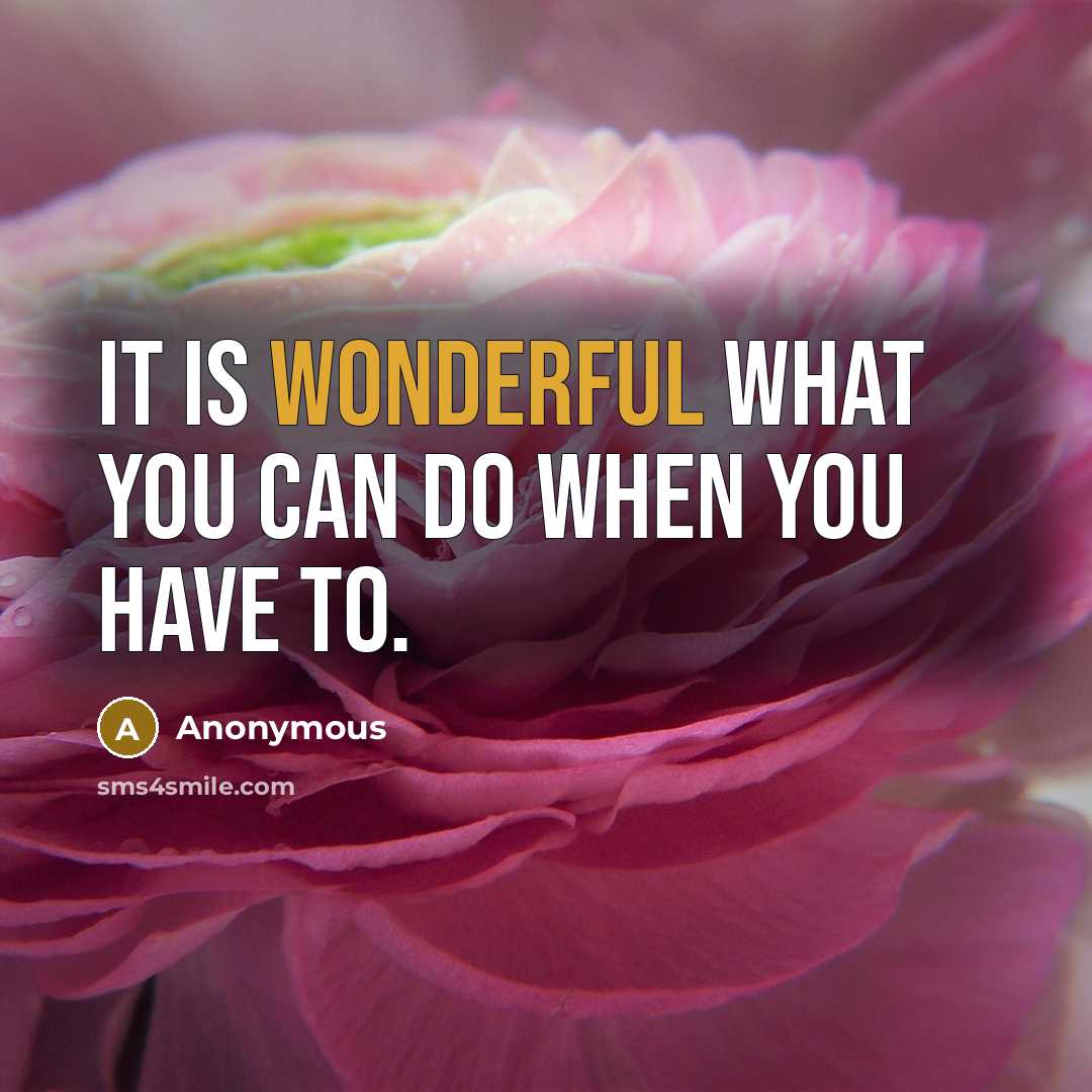 “It is wonderful what you can do when you have…” quote by Anonymous