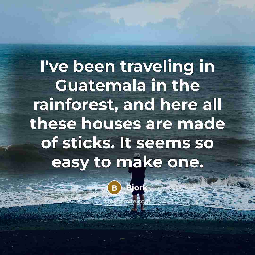 “I've been traveling in Guatemala in the rainforest, and here…” quote by Bjork
