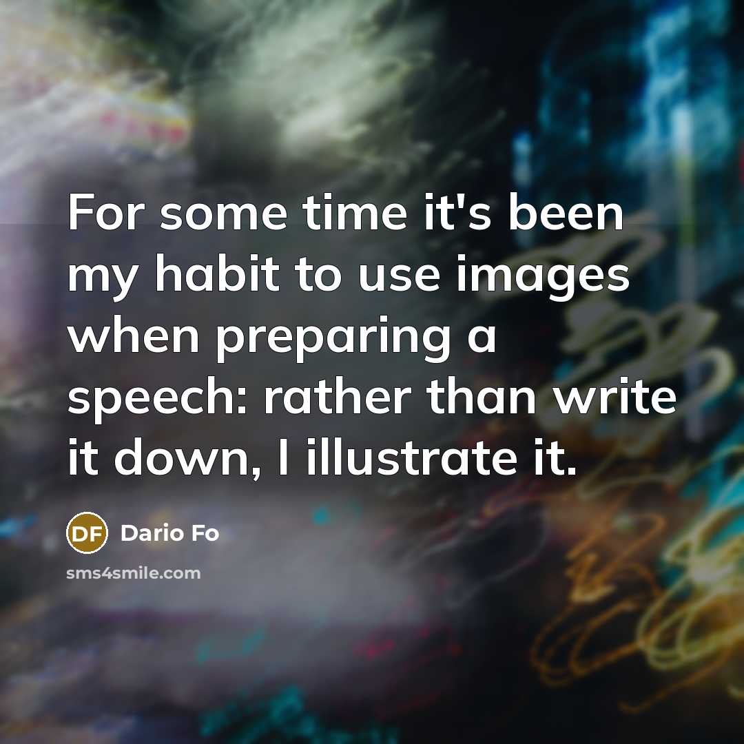 “For some time it's been my habit to use images…” quote by Dario Fo