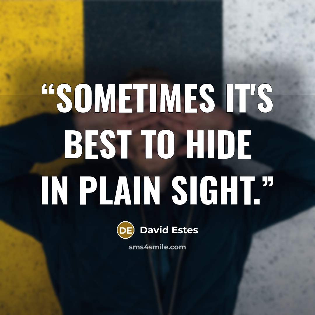 “Sometimes it's best to hide in plain sight.” quote by David Estes