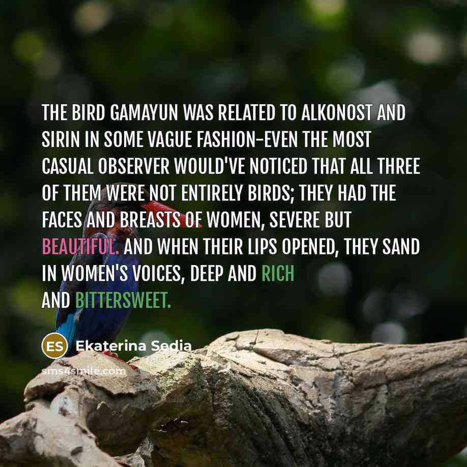 “The bird Gamayun was related to Alkonost and Sirin in…” quote by Ekaterina Sedia