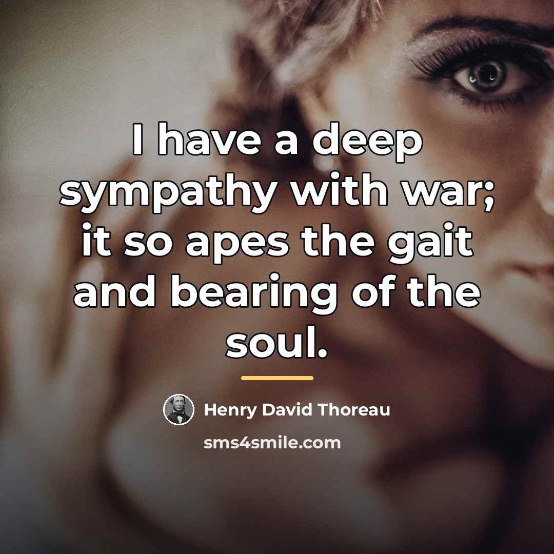 “I have a deep sympathy with war; it so apes…” quote by Henry David Thoreau