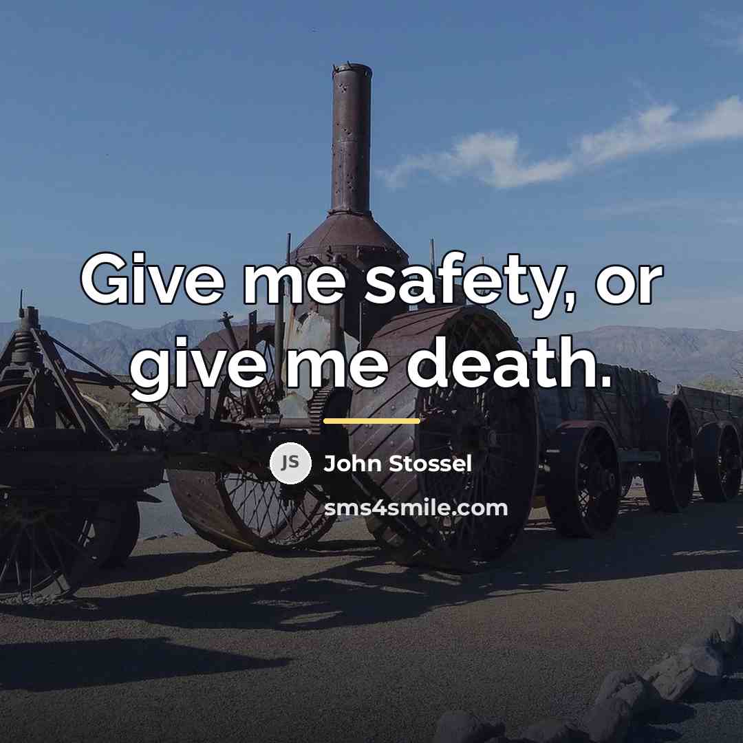 “Give me safety, or give me death.…” quote by John Stossel