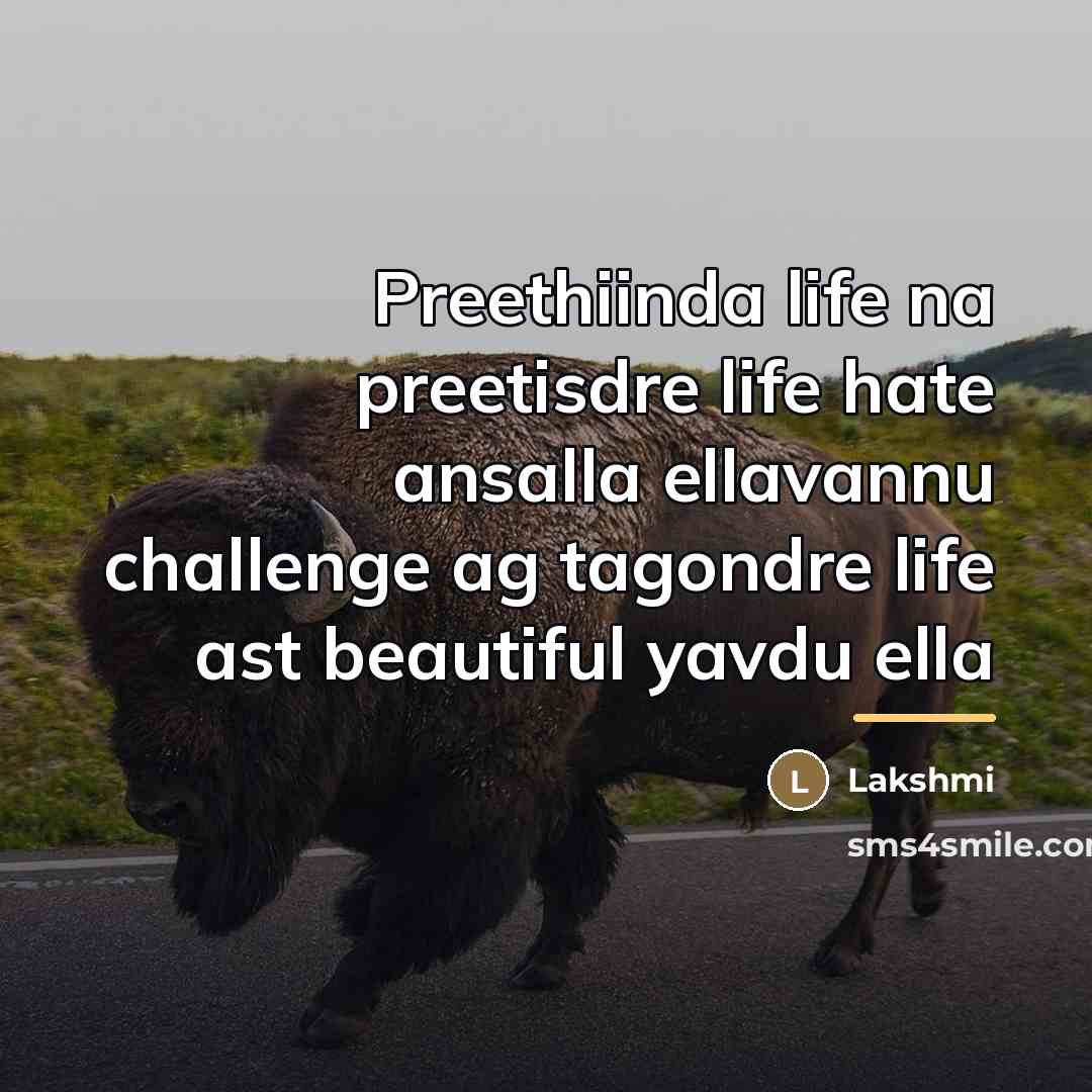 “Preethiinda life na preetisdre life hate ansalla ellavannu challenge ag…” quote by Lakshmi