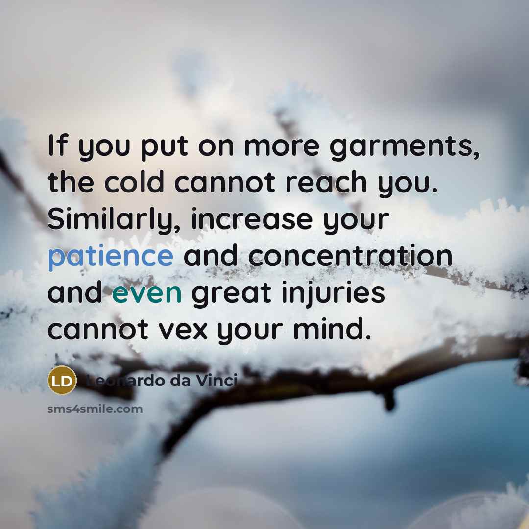 “If you put on more garments, the cold cannot reach…” quote by Leonardo da Vinci