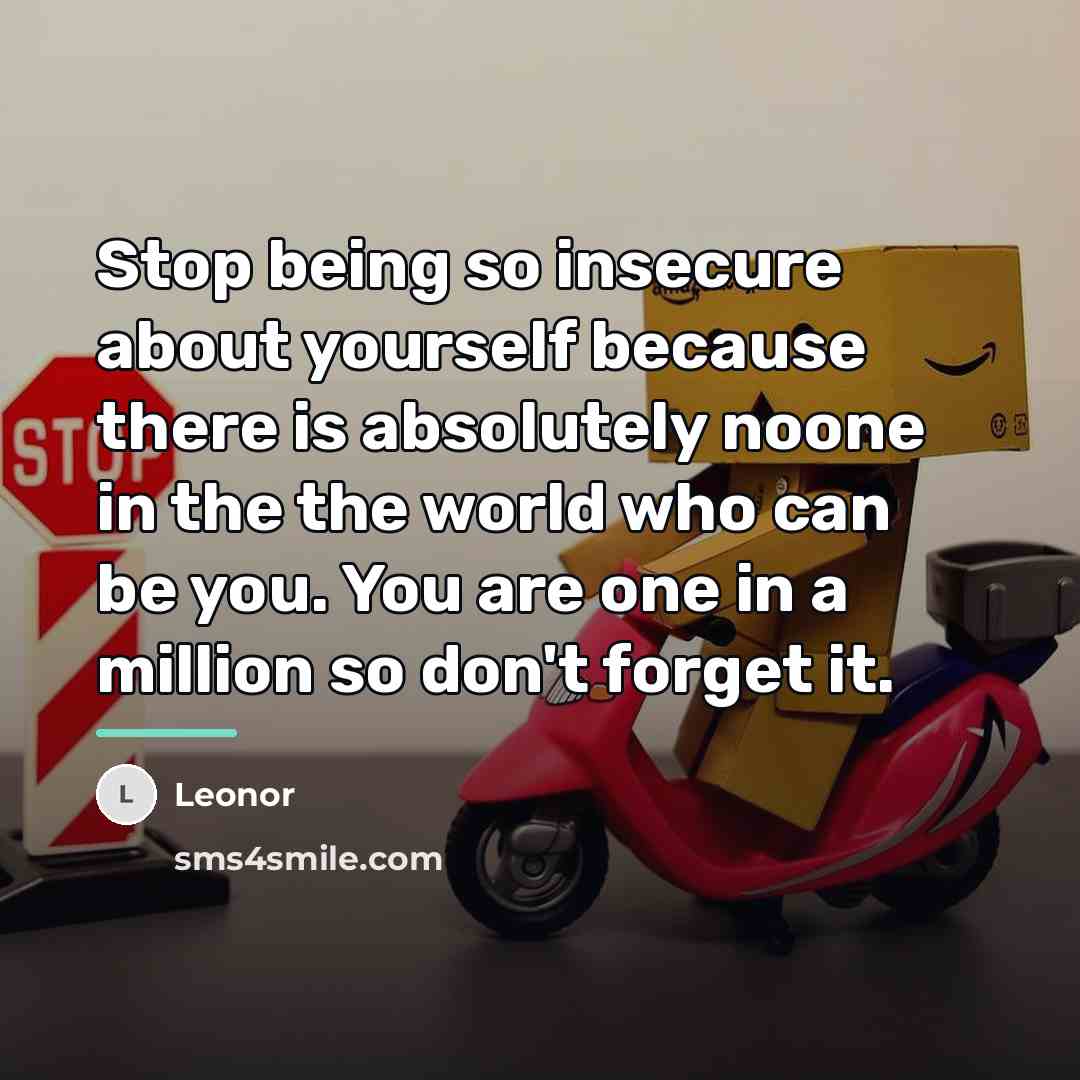 “Stop being so insecure about yourself because there is absolutely…” quote by Leonor