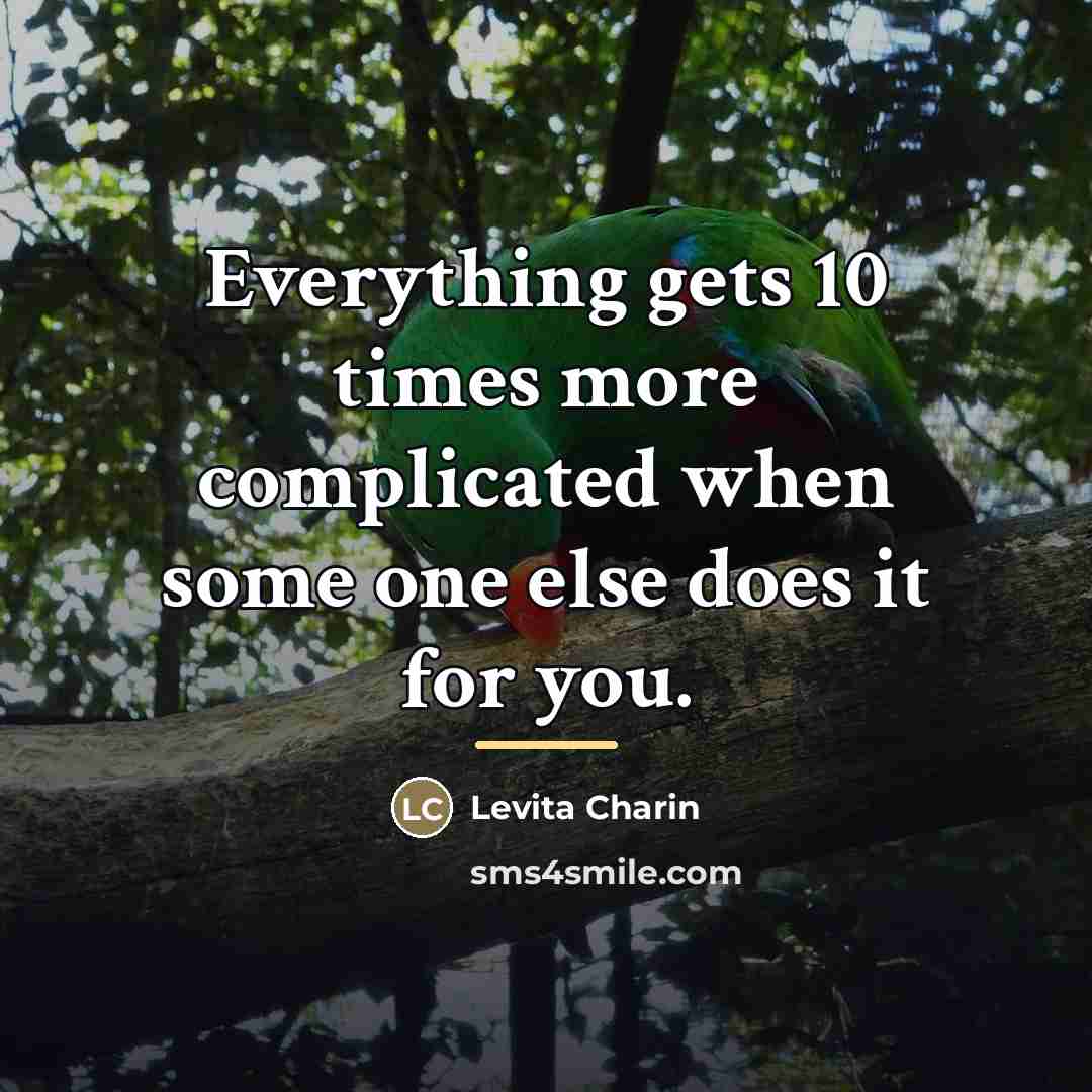 “Everything gets 10 times more complicated when some one else…” quote by Levita Charin