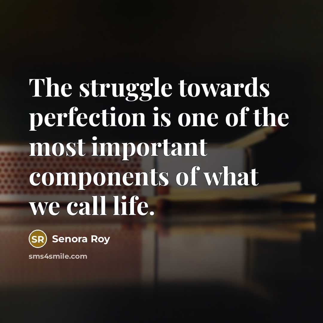 “The struggle towards perfection is one of the most important…” quote by Senora Roy