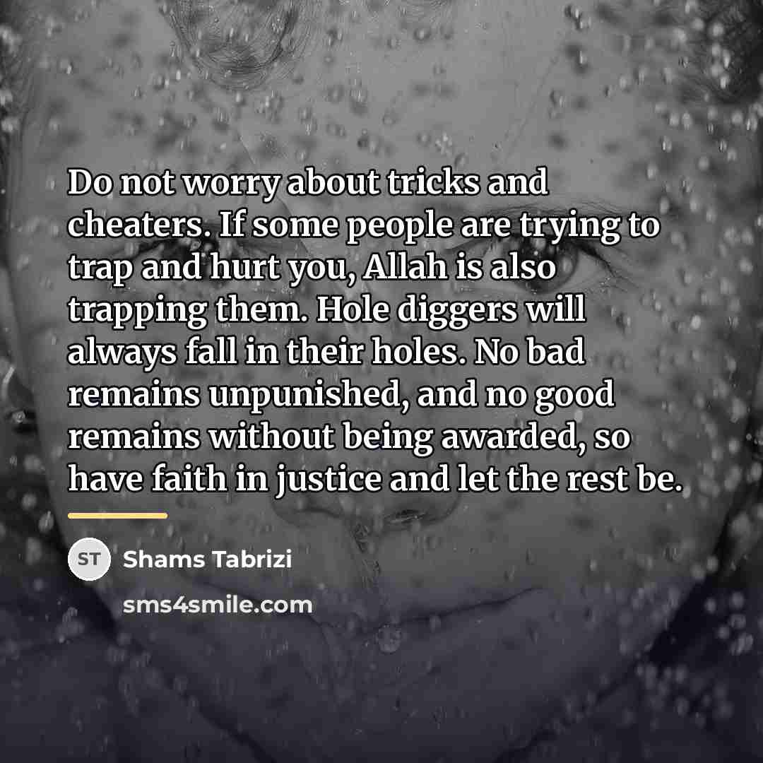 “Do not worry about tricks and cheaters. If some people…” quote by Shams Tabrizi