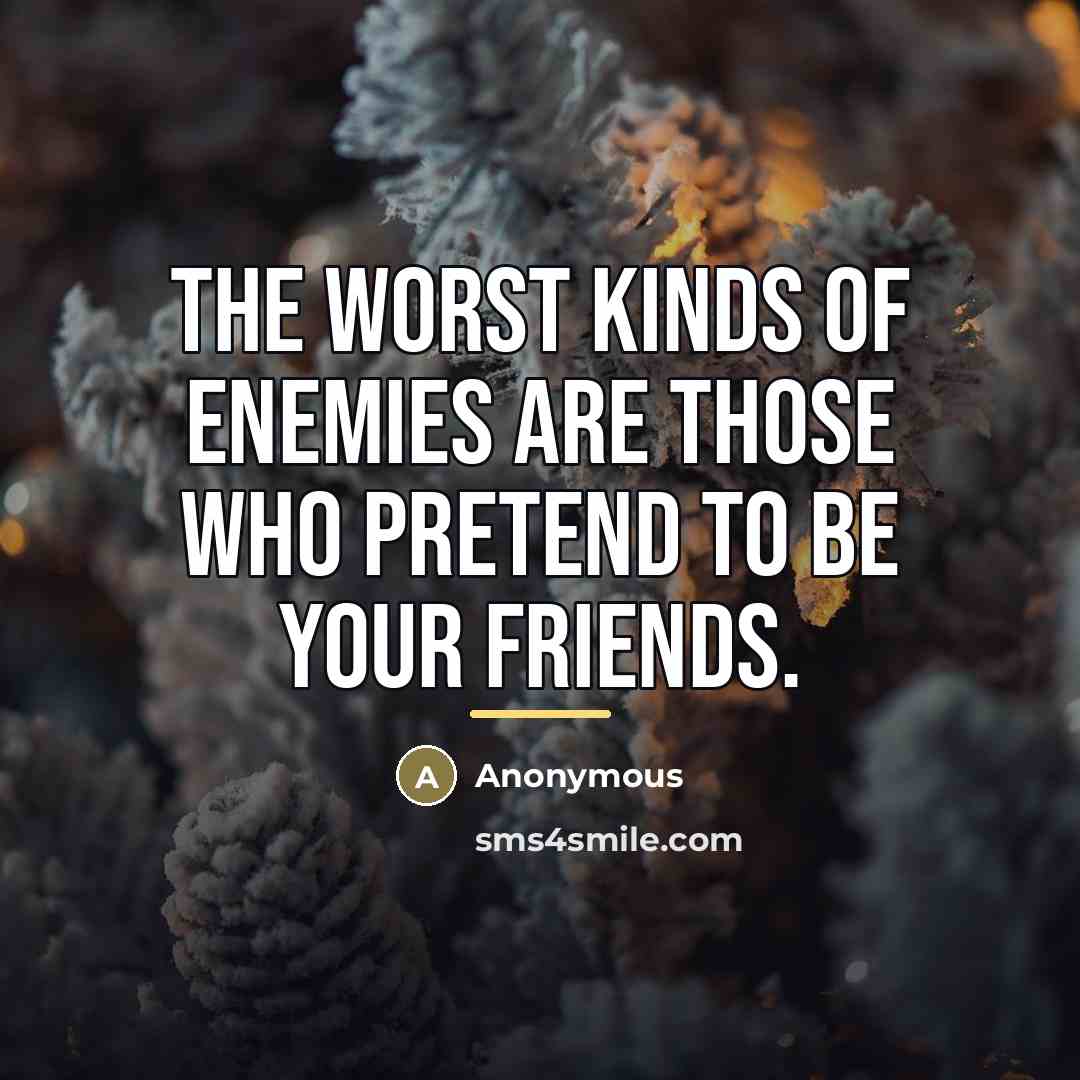 “The worst kinds of enemies are those who pretend to…” quote by Anonymous