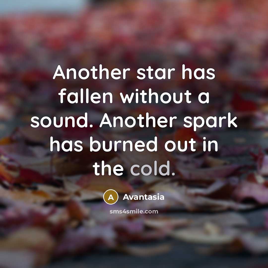 “Another star has fallen without a sound. Another spark has…” quote by Avantasia