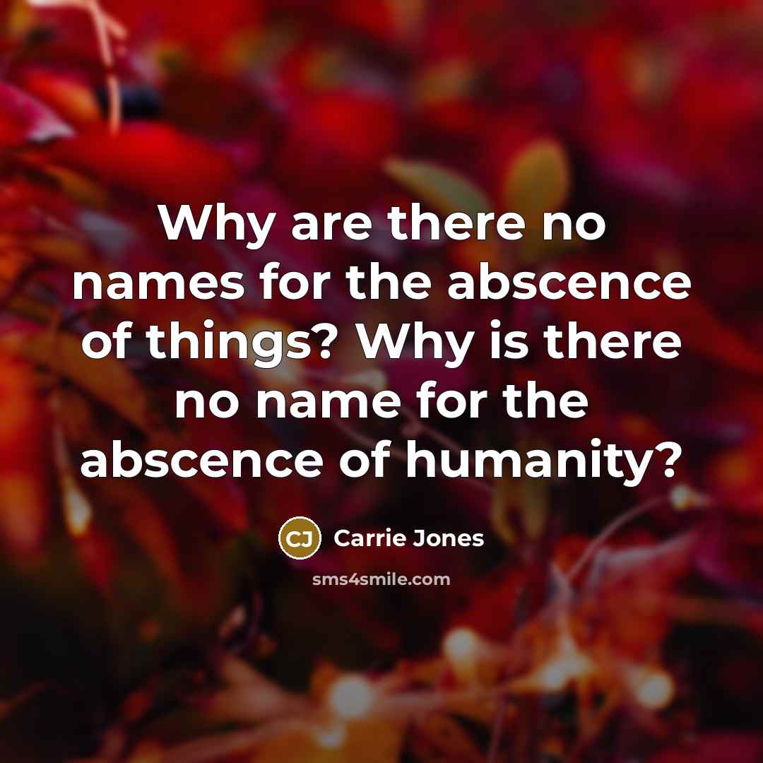 “Why are there no names for the abscence of things?…” quote by Carrie Jones