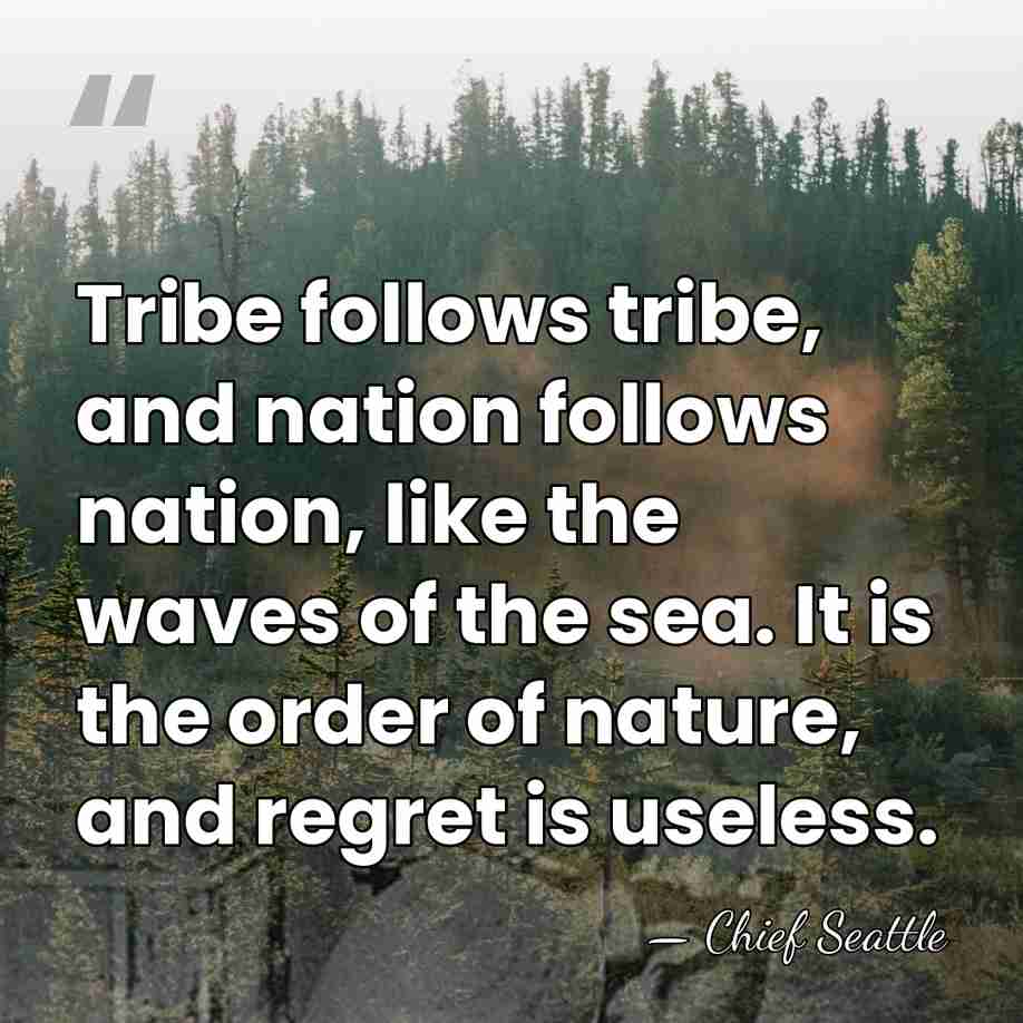 Tribe follows tribe, and nation follows nation, like the waves of the&hellip; - Chief Seattle